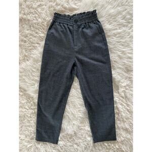 Zara Gray Plaid Cropped Paperbag Waist Pants, size XS